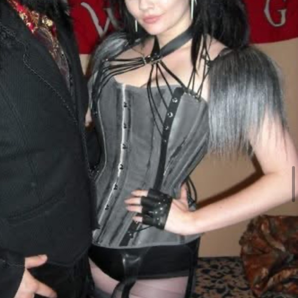 OOAK! Zombie grunge goth medical fan lacing corset Sz. M 22" waist